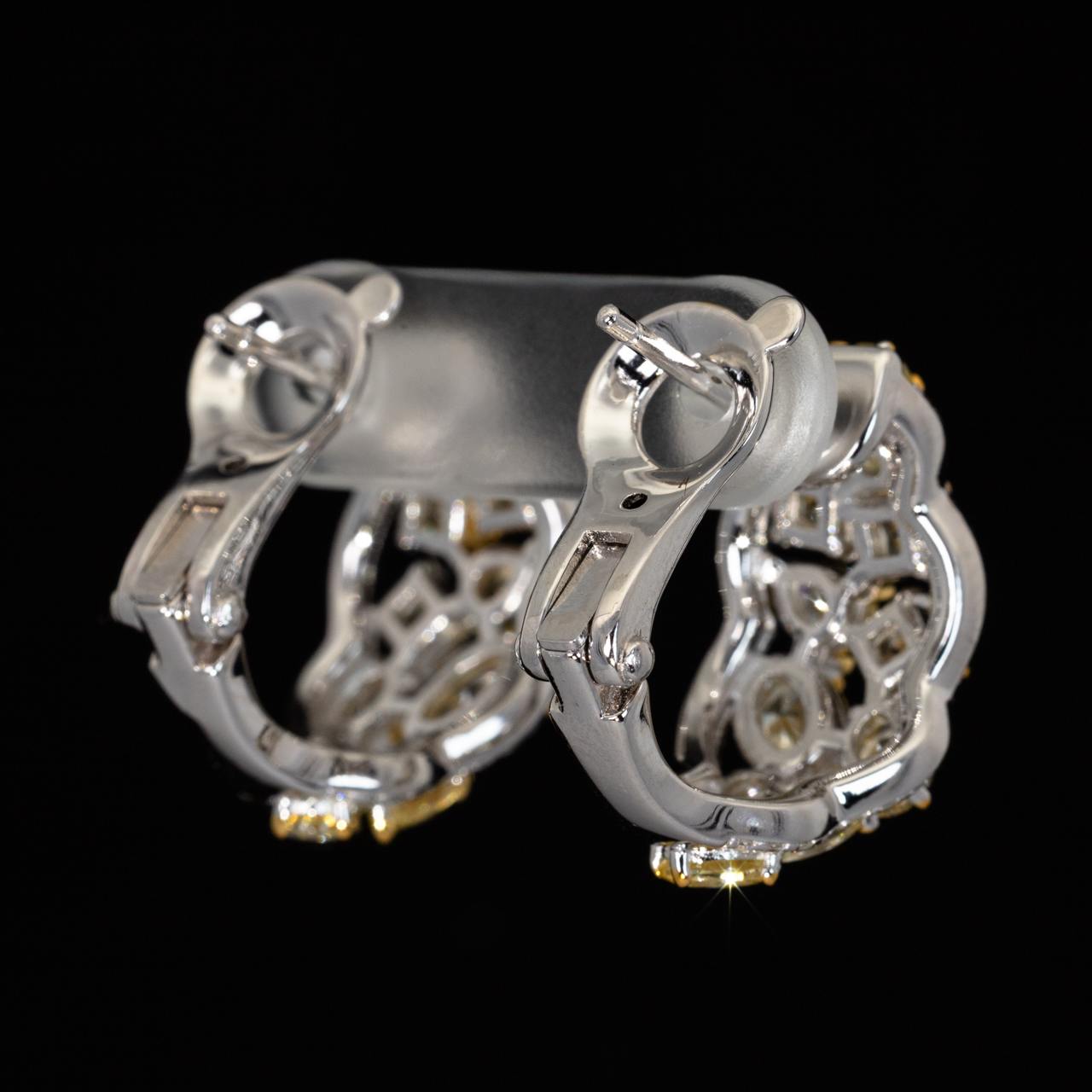 Omnia Sofie Yellow Clip Earrings With High Quality Simulated Diamonds In 925 Silver