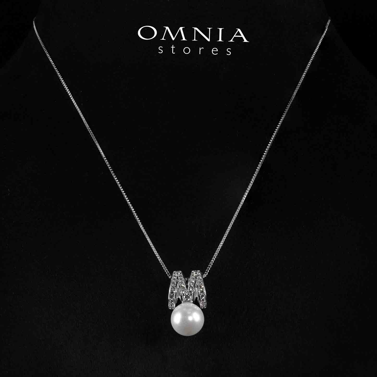 Omnia Shaira White Pear Peandant Necklace With High Quality Simulated Diamonds In 925 Silver - OMNIASTORES UAE