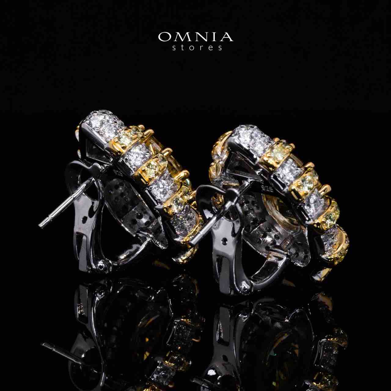 Omnia Zaila Yellow Clip Earrings With High Quality Simulated Diamonds In 925 Silver
