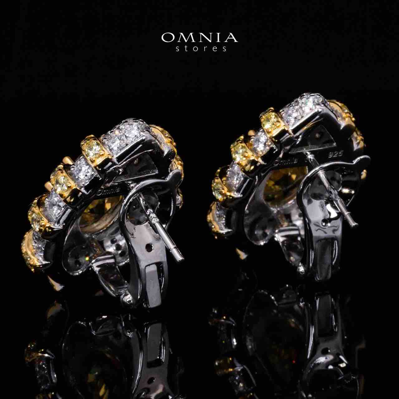 Omnia Zaila Yellow Clip Earrings With High Quality Simulated Diamonds In 925 Silver