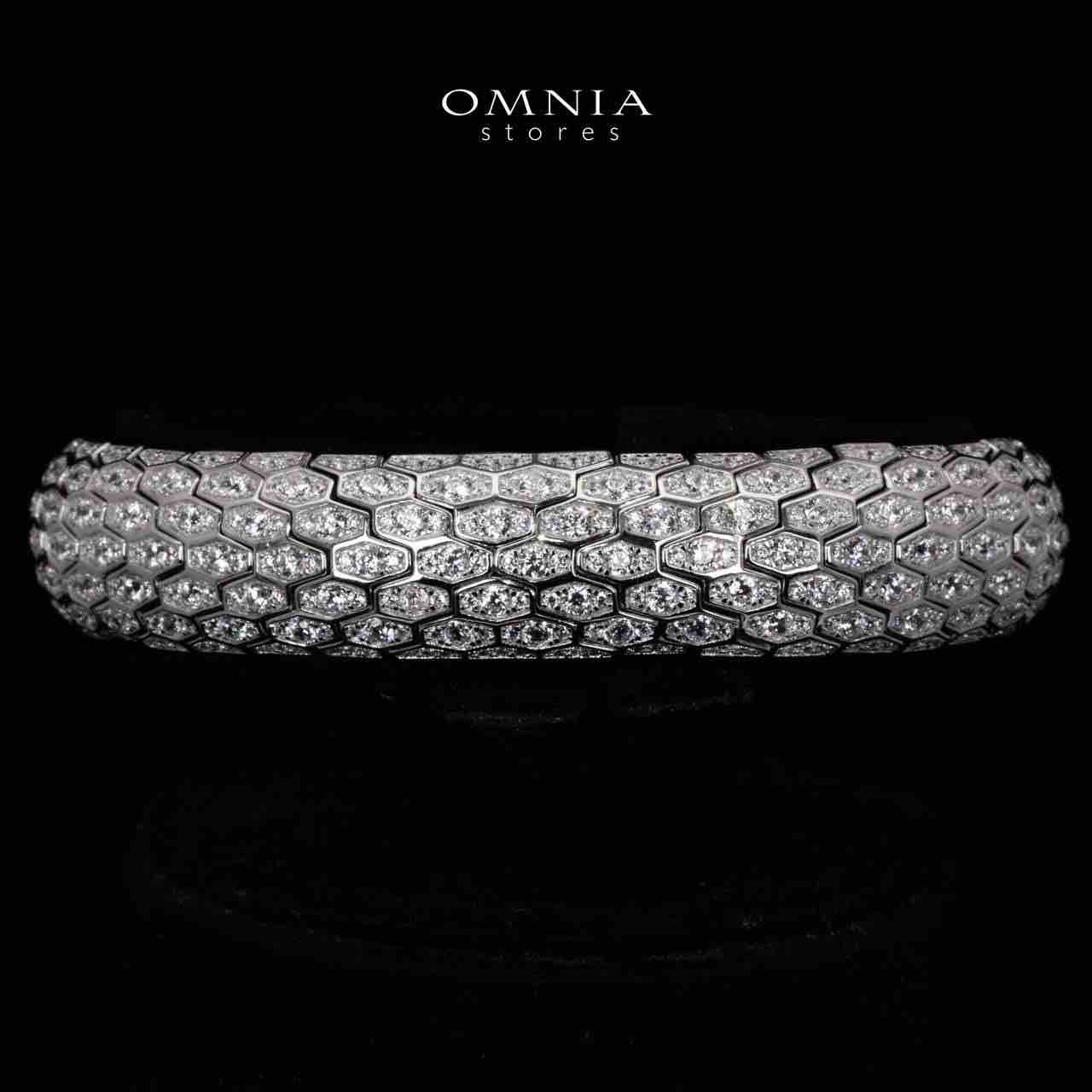 Omnia Iavana White Bangle With High Quality Simulated Diamonds In 925 Silver - OMNIASTORES UAE