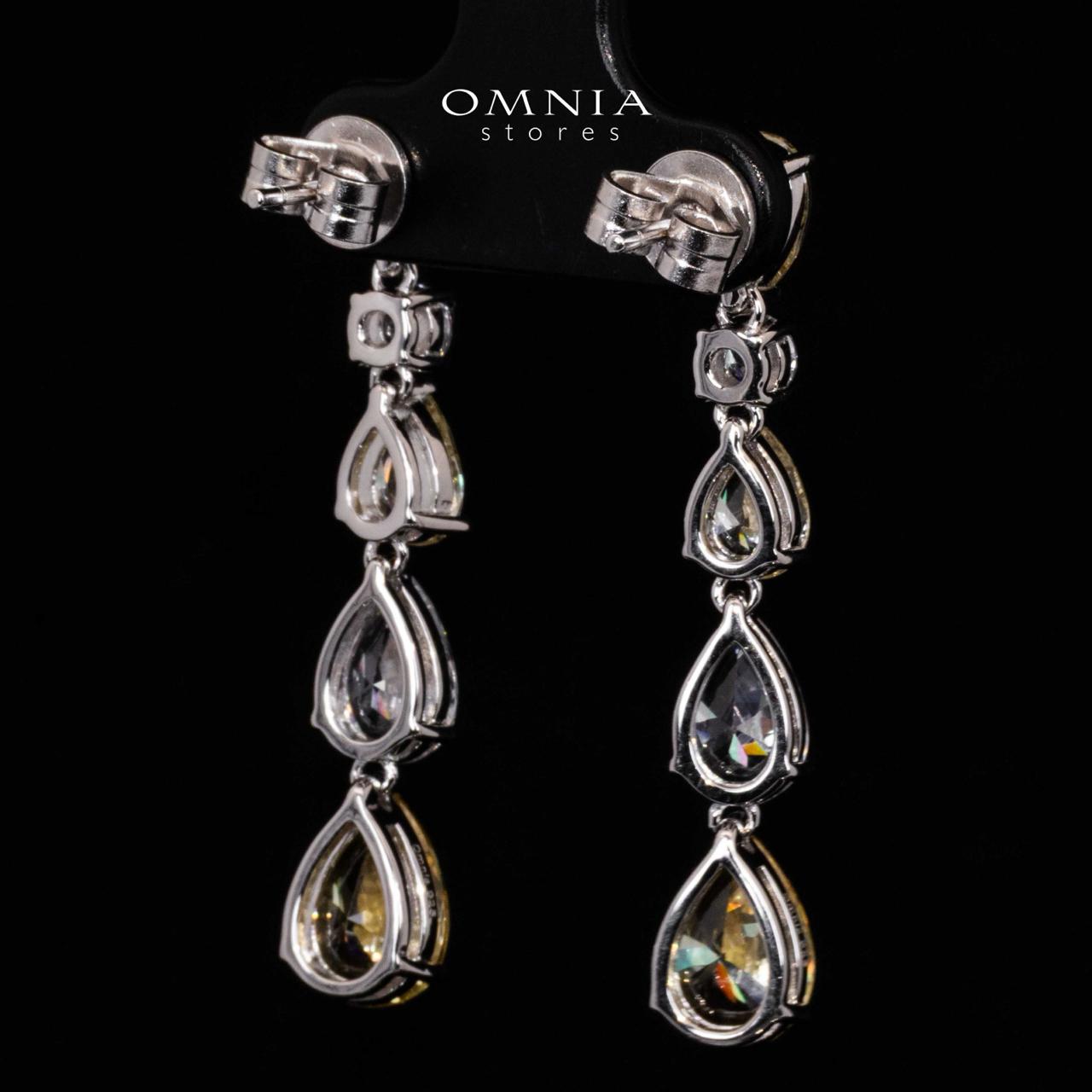 Hayaa Elegance Drop White and Yellow Earrings In 925 Silver High Quality Simulated Diamonds