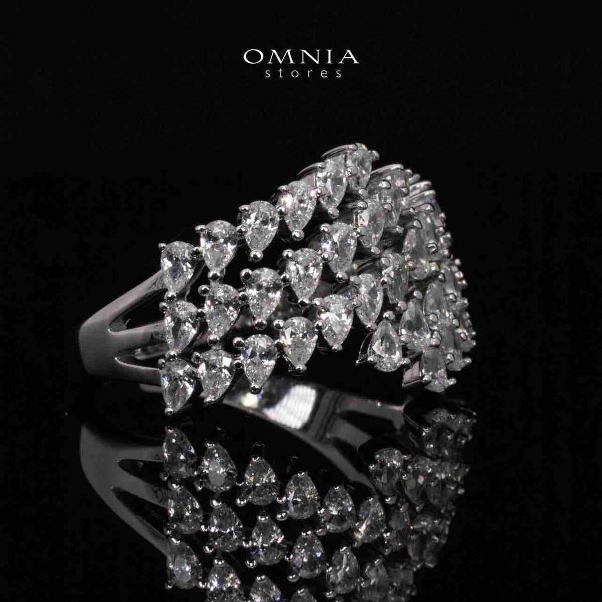Omnia Klara White Ring With High Quality Simulated Diamonds In 925 Silver - OMNIASTORES UAE