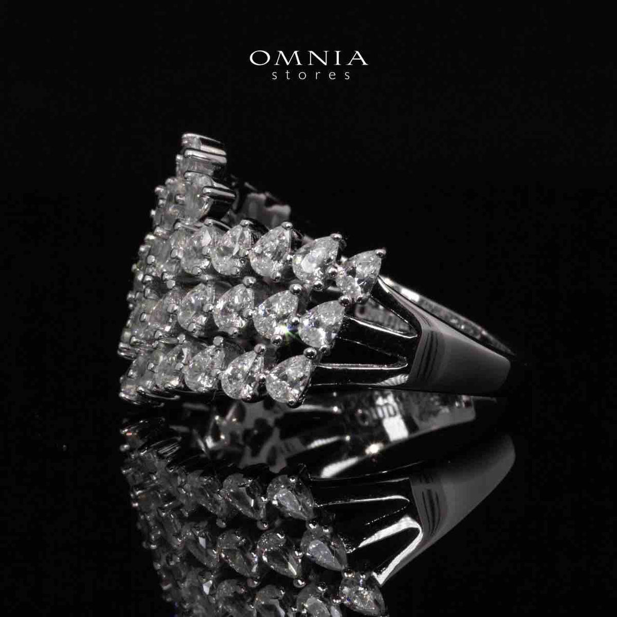 Omnia Klara White Ring With High Quality Simulated Diamonds In 925 Silver - OMNIASTORES UAE