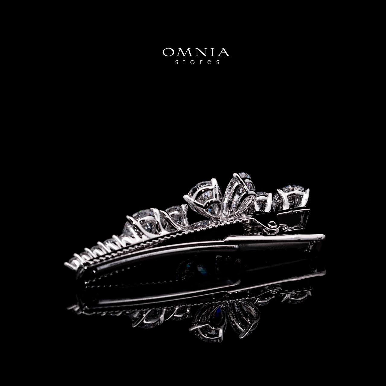 Omnia Asah White Floral Hair Clip In 925 Silver High Quality Lab Crafted Stones