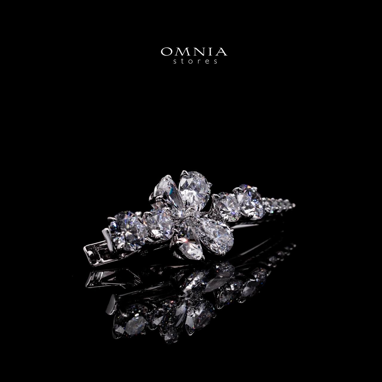 Omnia Asah White Floral Hair Clip In 925 Silver High Quality Lab Crafted Stones