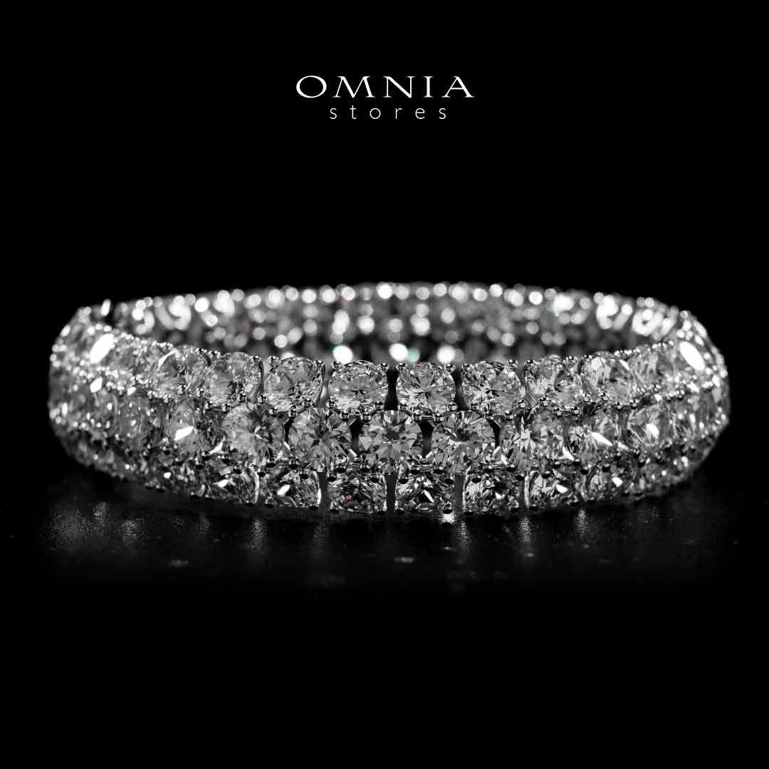 Omnia Aseelah White Silver Bangle In 925 Silver High Quality Certified Lab Crafted Stones