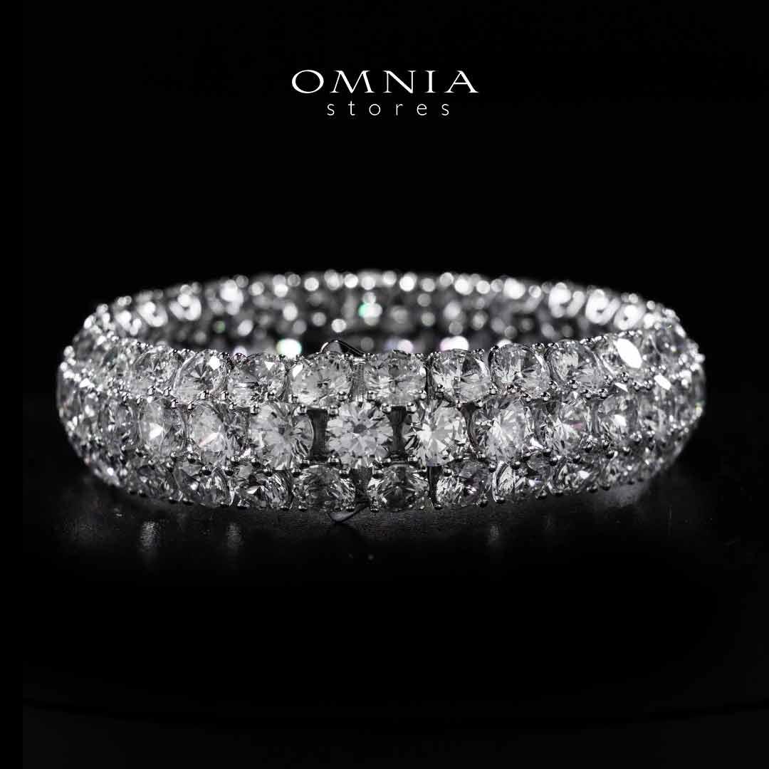Omnia Aseelah White Silver Bangle In 925 Silver High Quality Certified Lab Crafted Stones