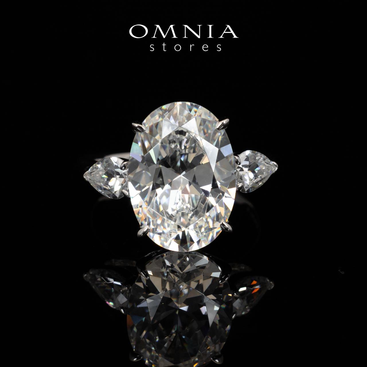 Omnia Shyla White Round Cut Ring With Certified High Quality Lab Crafted Stones In 925 Silver 10.9ct
