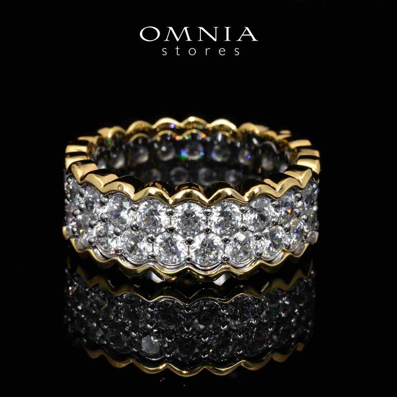 Omnia Amillia White and Gold Ring With Certified High Quality Lab Crafted Stones In 925 Silver