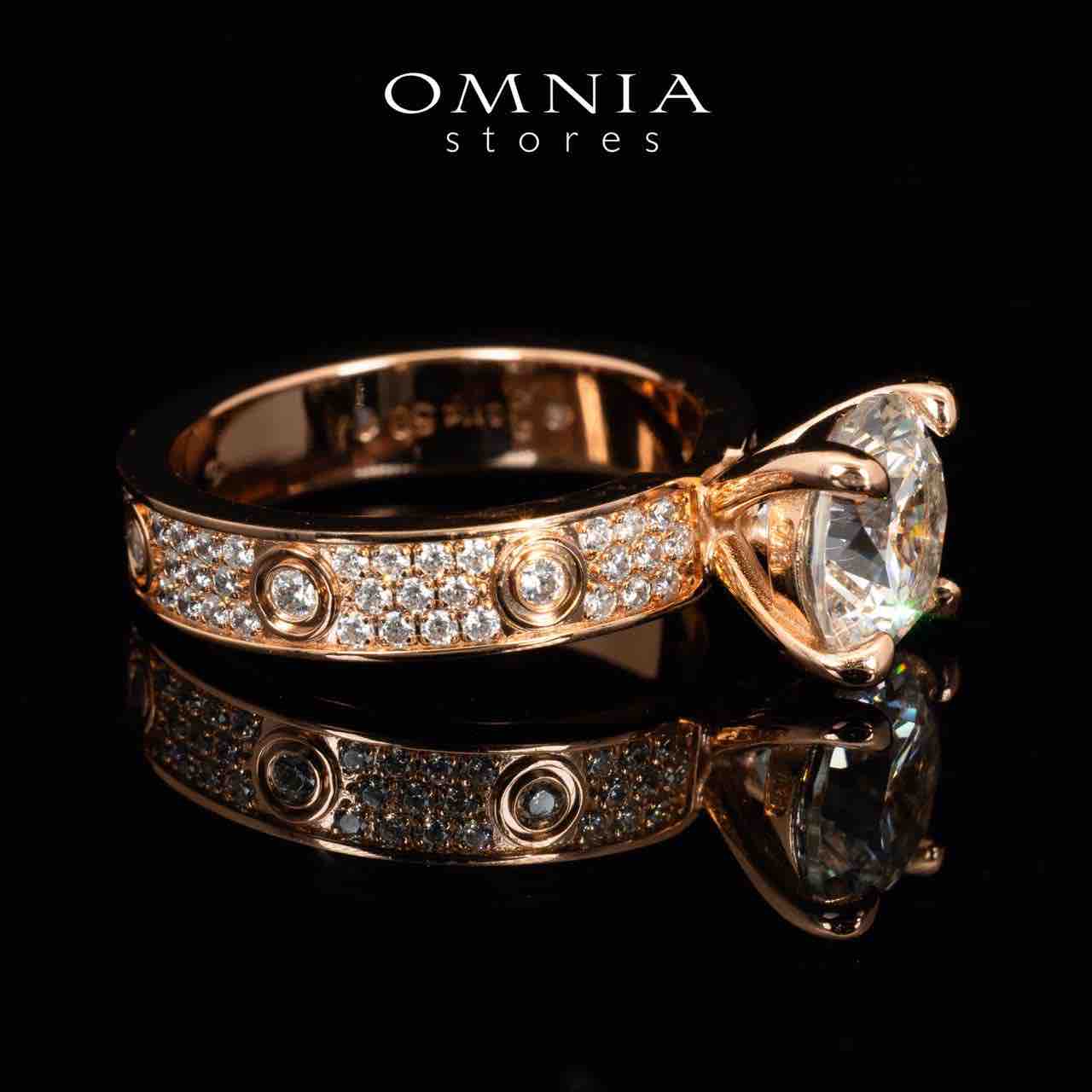 Omnia Ines Rose Gold Round Cut Ring With Certified High Quality Lab Crafted Stones In 925 Silver 0.11ct - OMNIASTORES UAE