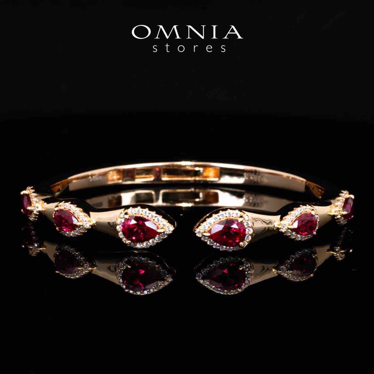Omnia Isha Rose Gold and Red Bangle With Certified High Quality Lab Crafted Stones In 925 Silver 3.6ct