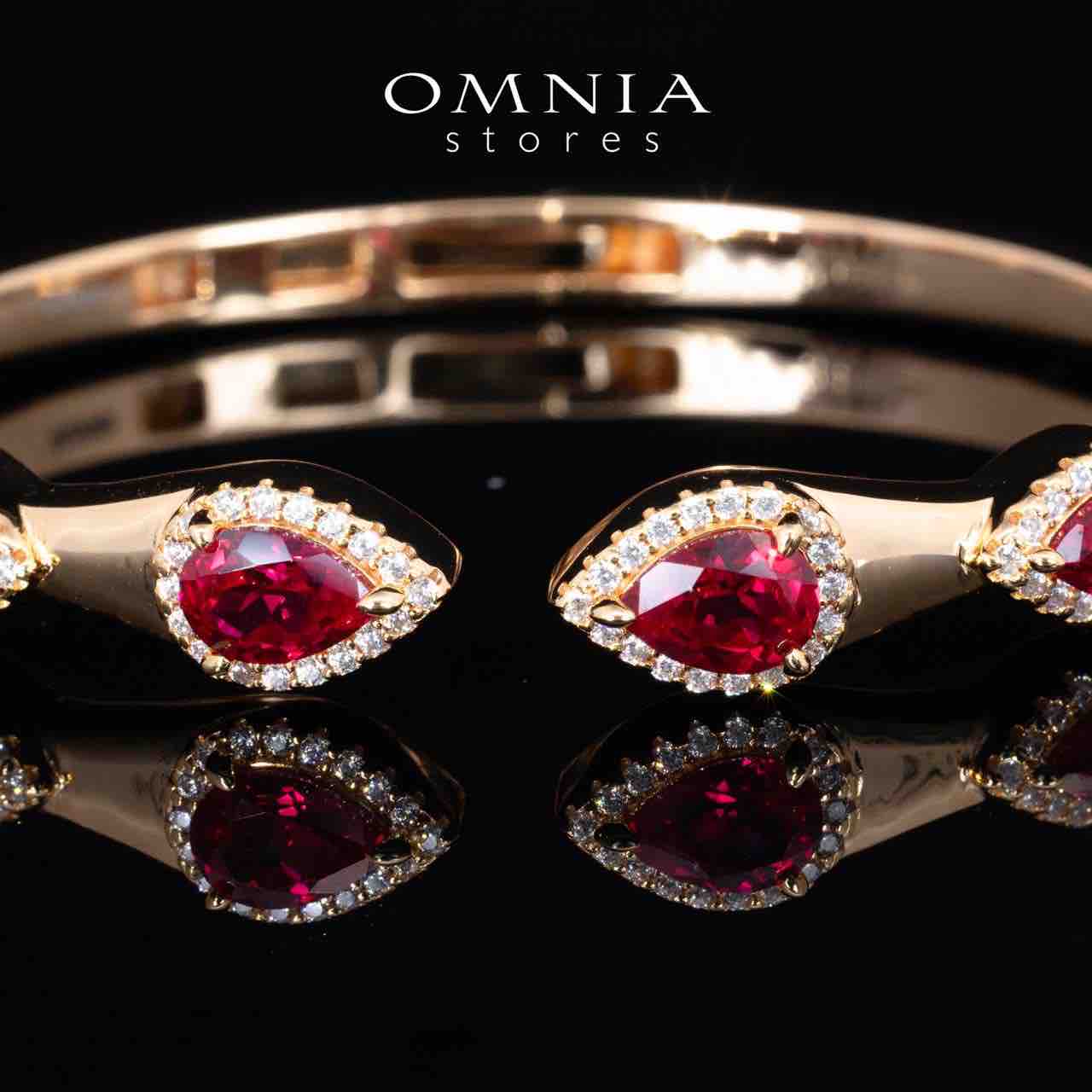 Omnia Isha Rose Gold and Red Bangle With Certified High Quality Lab Crafted Stones In 925 Silver 3.6ct