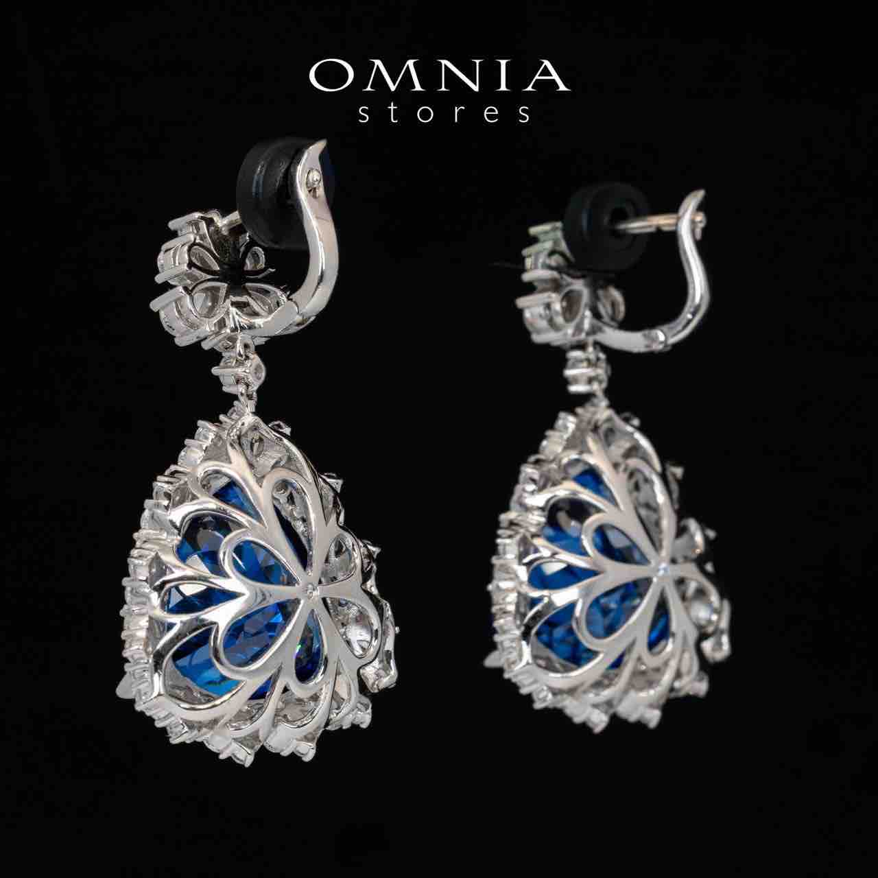 Omnia Roua White and Blue Drop Earrings With High Quality Certified Lab Crafted Stones In 925 Silver 7.0ct