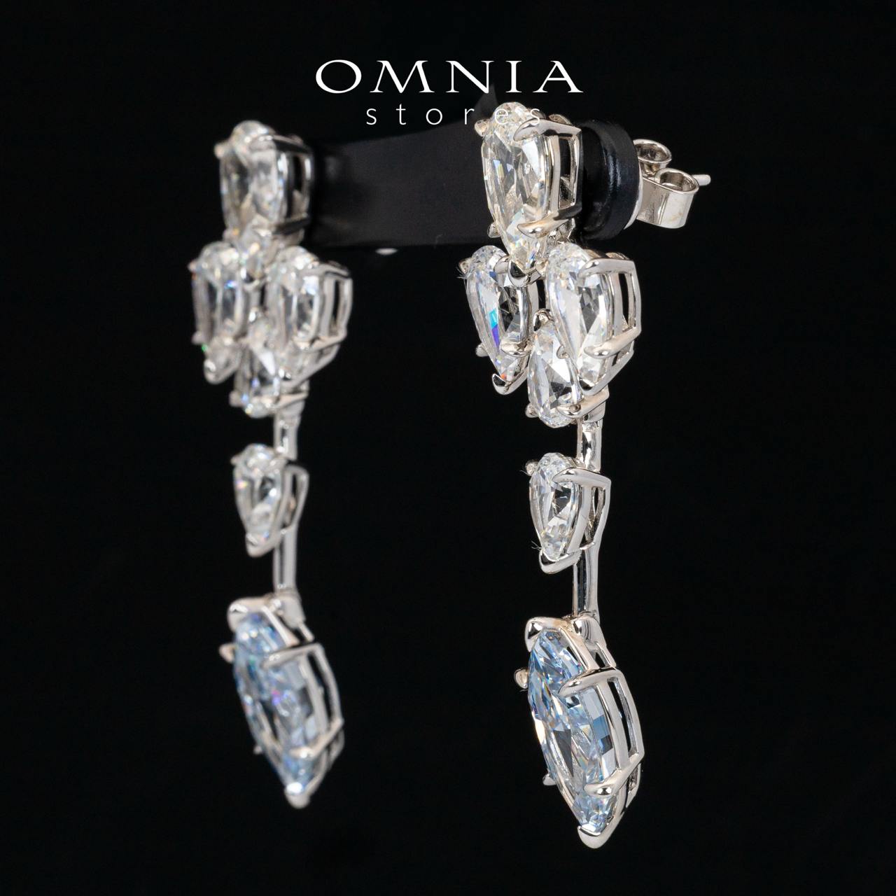 Omnia Elly White and Sky Blue Drop Earrings With High Quality Certified Lab Crafted Stones In 925 Silver 32ct