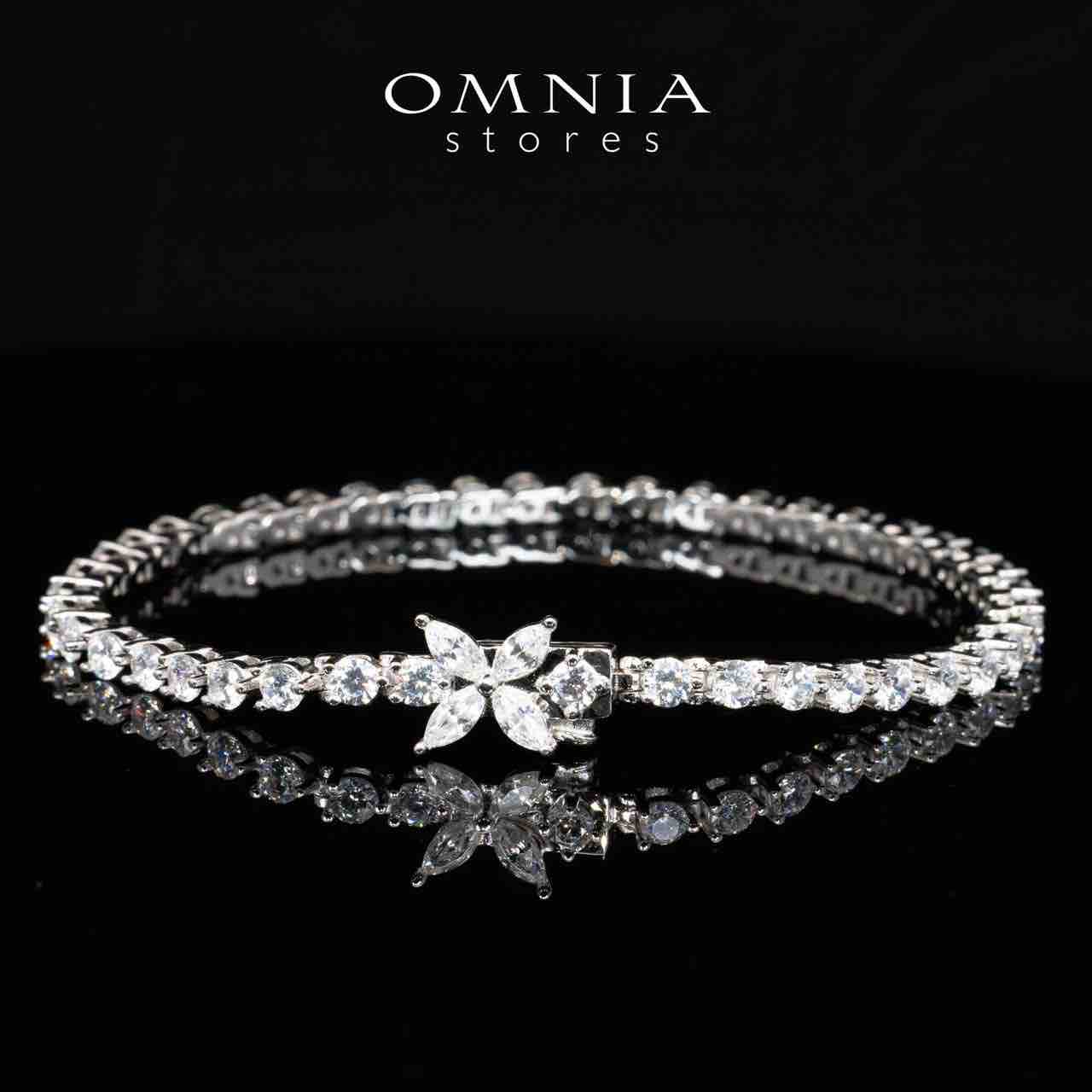 Omnia Iyanna White Floral Bracelet With High Quality Certified Lab Crafted Stones In 925 Silver 5.4ct