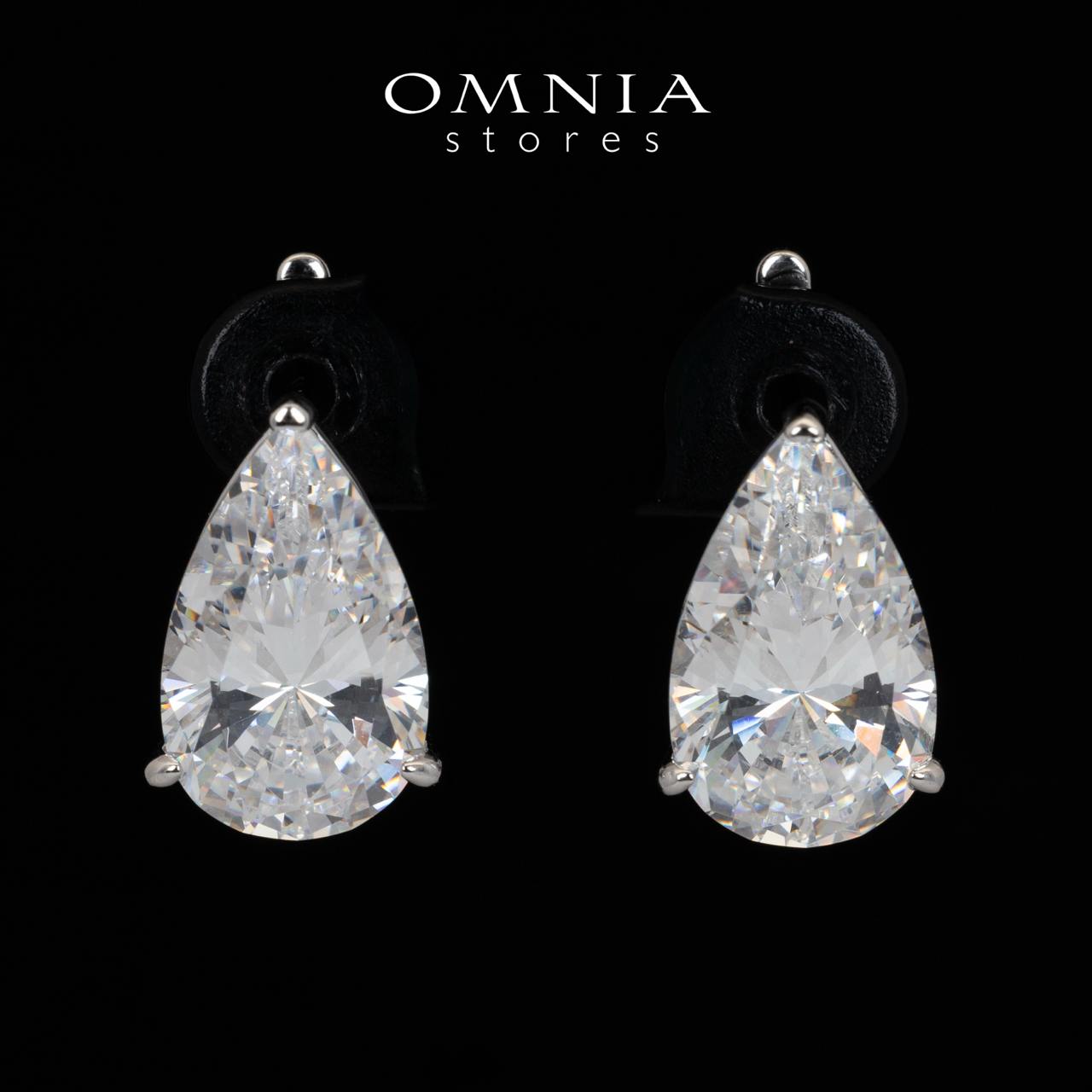 Omnia Amya White Pear Cut Clip Earrings With High Quality Certified Lab Crafted Stones In 925 Silver 6ct