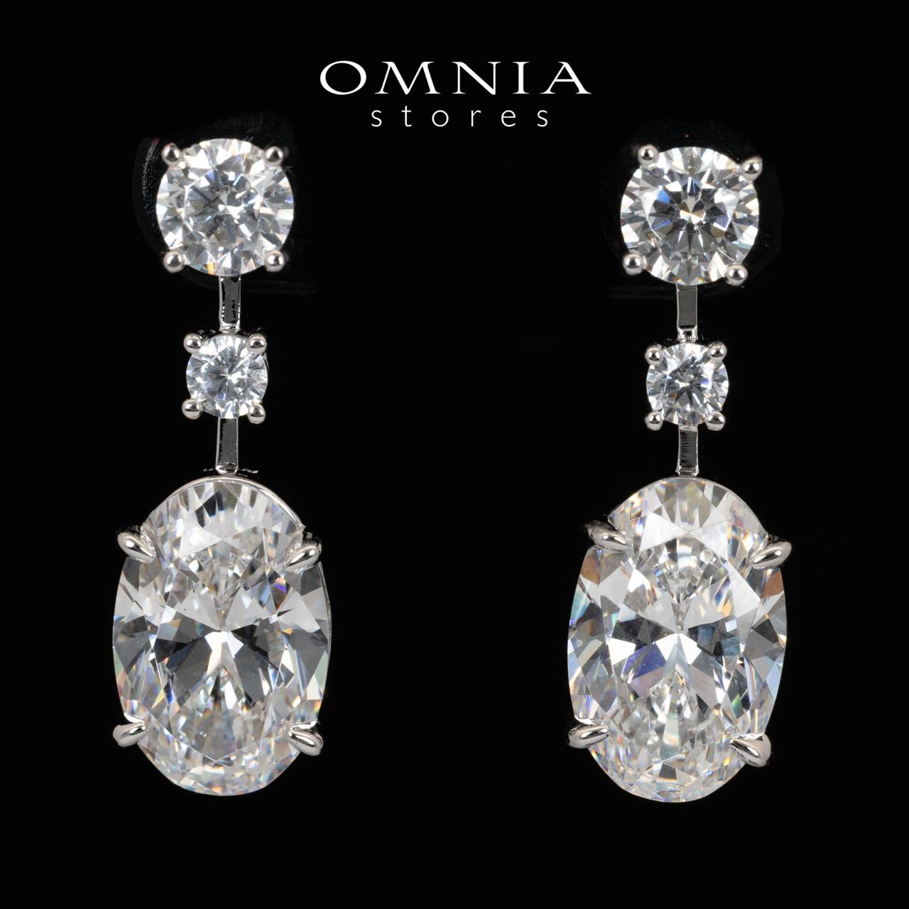 Omnia Yazmin White Oval Cut Drop Earrings With High Quality Certified Lab Crafted Stones In 925 Silver 12.58ct
