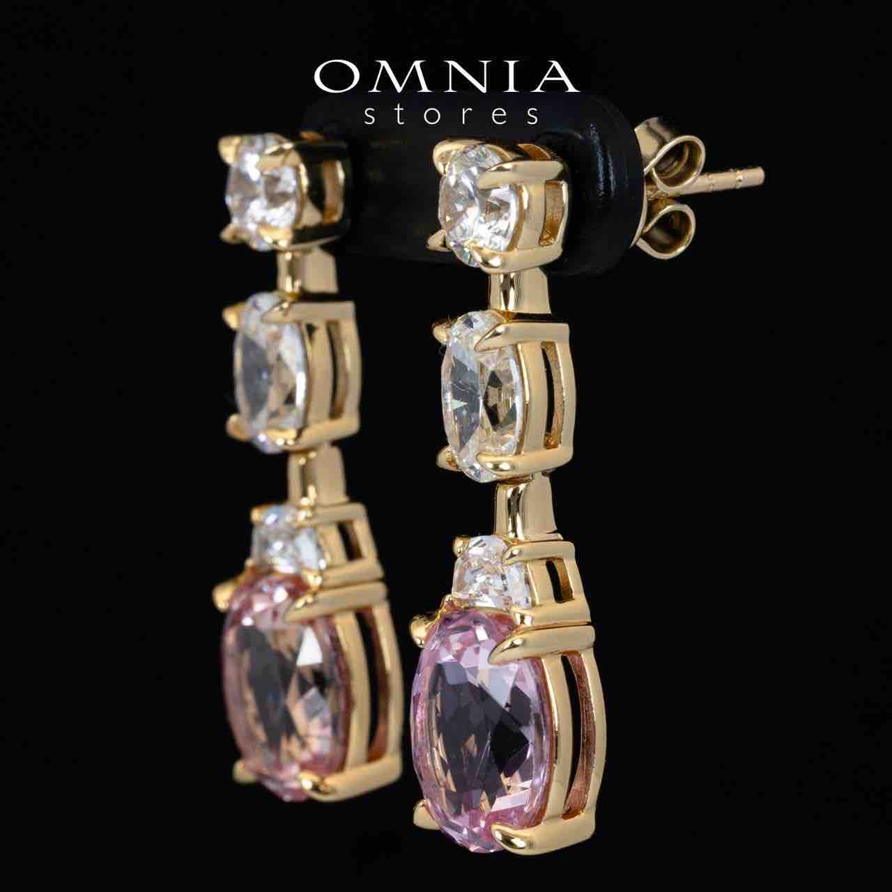 Omnia Rayla Gold and Pink Drop Earrings With High Quality Certified Lab Crafted Stones In 925 Silver 5ct