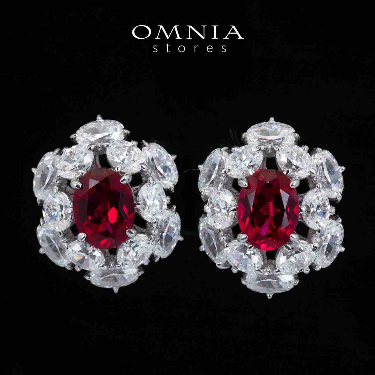Omnia Liyana White and Red Drop Earrings With High Quality Certified Lab Crafted Stones In 925 Silver 11.51ct