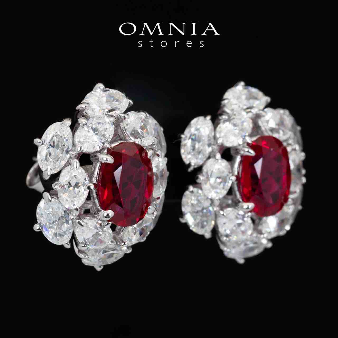 Omnia Liyana White and Red Drop Earrings With High Quality Certified Lab Crafted Stones In 925 Silver 11.51ct - OMNIASTORES UAE