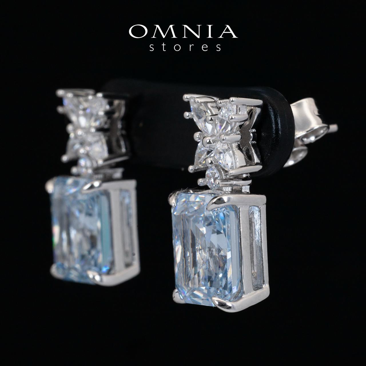Omnia Elana White and Blue Floral Earrings With High Quality Certified Lab Crafted Stones In 925 Silver 3ct
