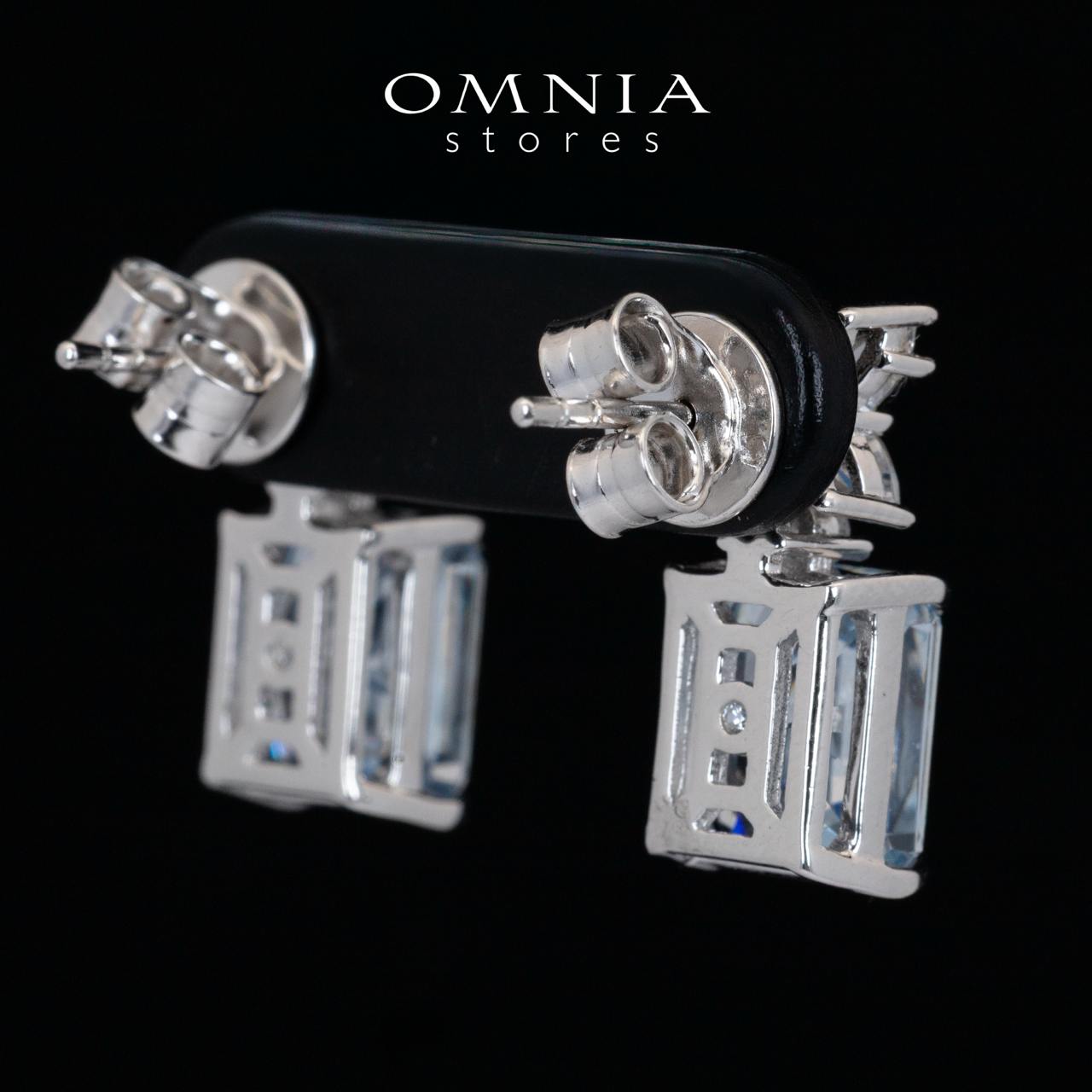 Omnia Elana White and Blue Floral Earrings With High Quality Certified Lab Crafted Stones In 925 Silver 3ct