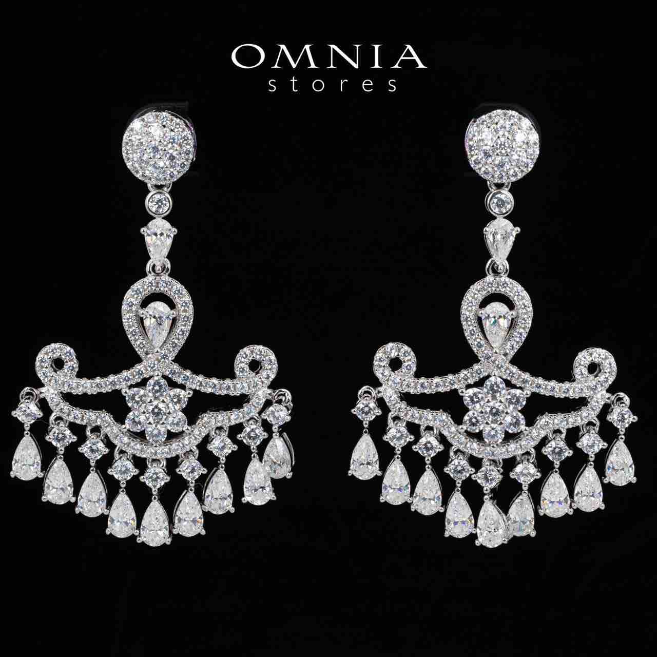 Omnia Aamal White Drop Earrings With High Quality Certified Lab Crafted Stones In 925 Silver 11.9ct