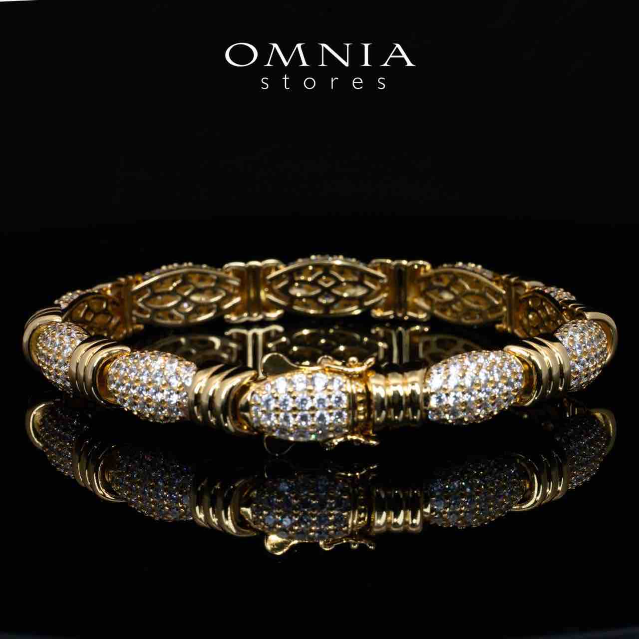 Omnia Tillie Gold Bracelet With High Quality Certified Lab Crafted Stones In 925 Silver 12.6ct