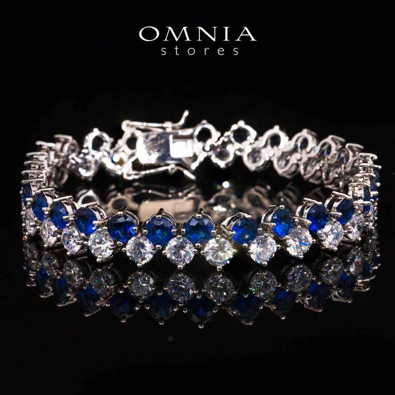 Omnia Hessa Blue and Whte Luxury Bridal Full Set in High Quality Simulated Diamonds - OMNIASTORES UAE