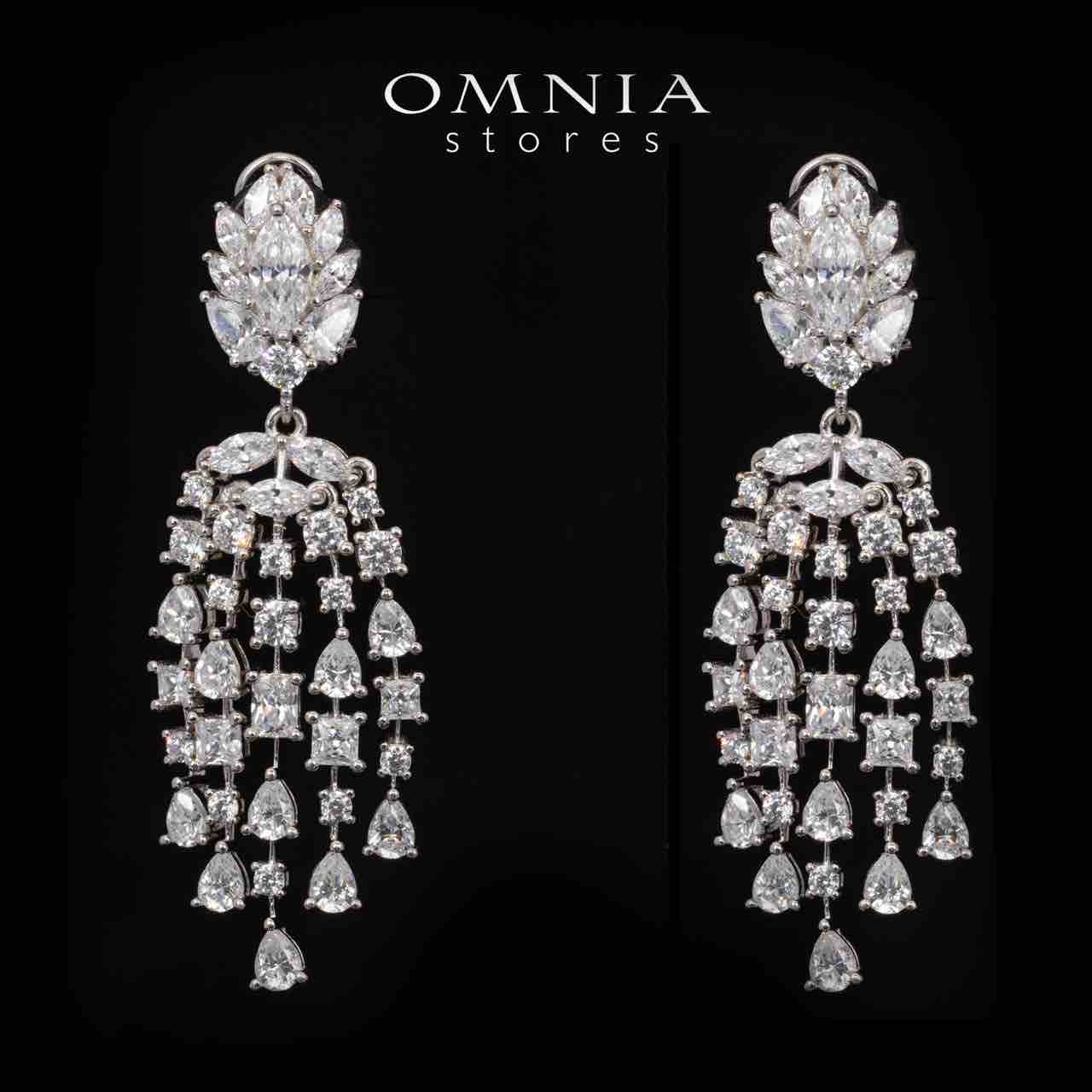 Omnia Leora White Drop Earrings With High Quality Simulated Diamonds In 925 Silver - OMNIASTORES UAE