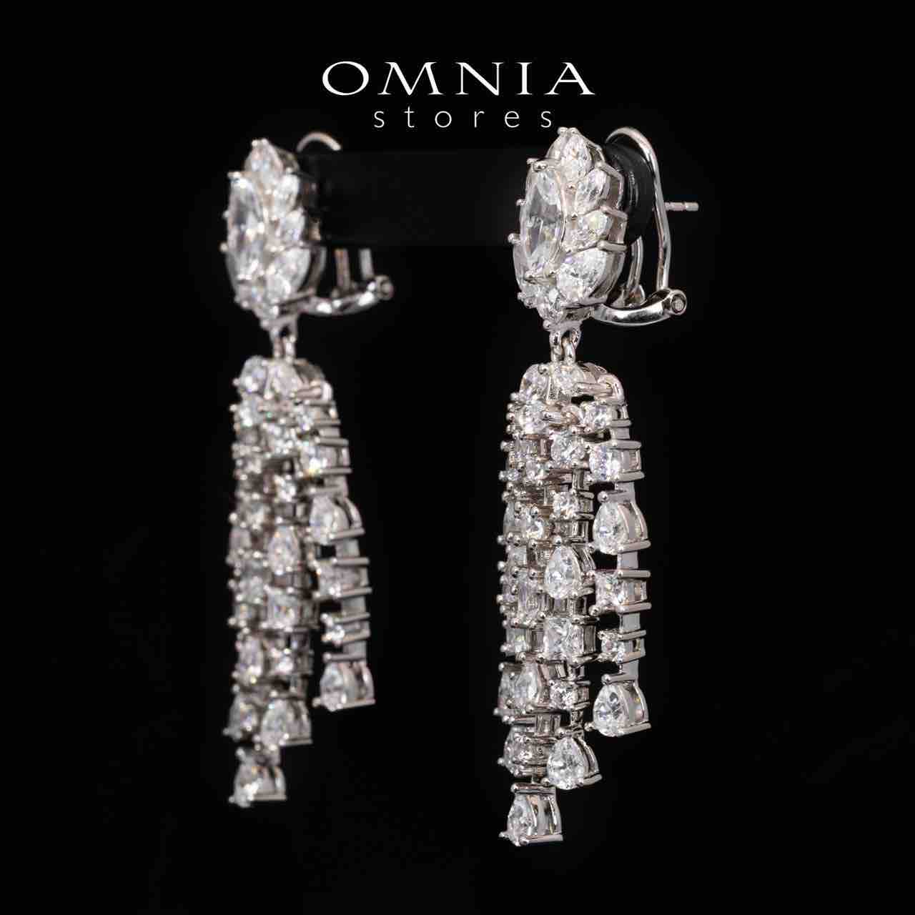 Omnia Leora White Drop Earrings With High Quality Simulated Diamonds In 925 Silver - OMNIASTORES UAE