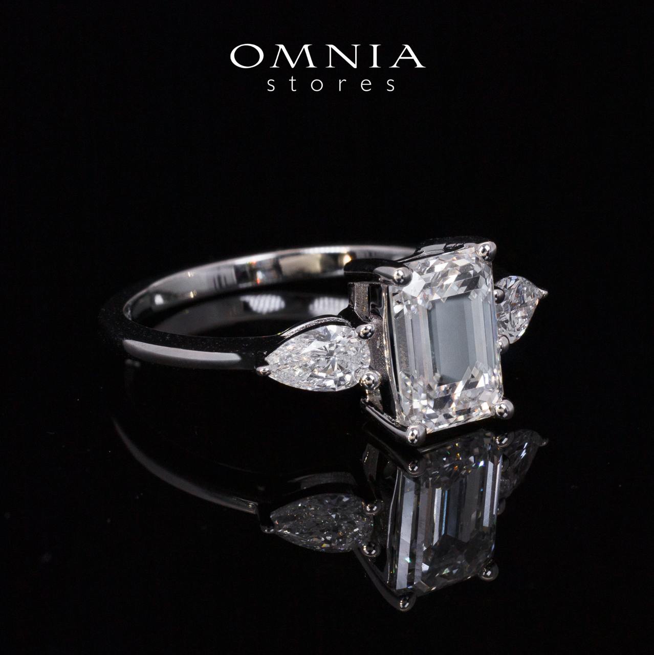 Aysha Lab Grown IGI Certifited Emerald Cut D VS1 White Ring High Quality 925 Silver 1.60ct - OMNIASTORES UAE