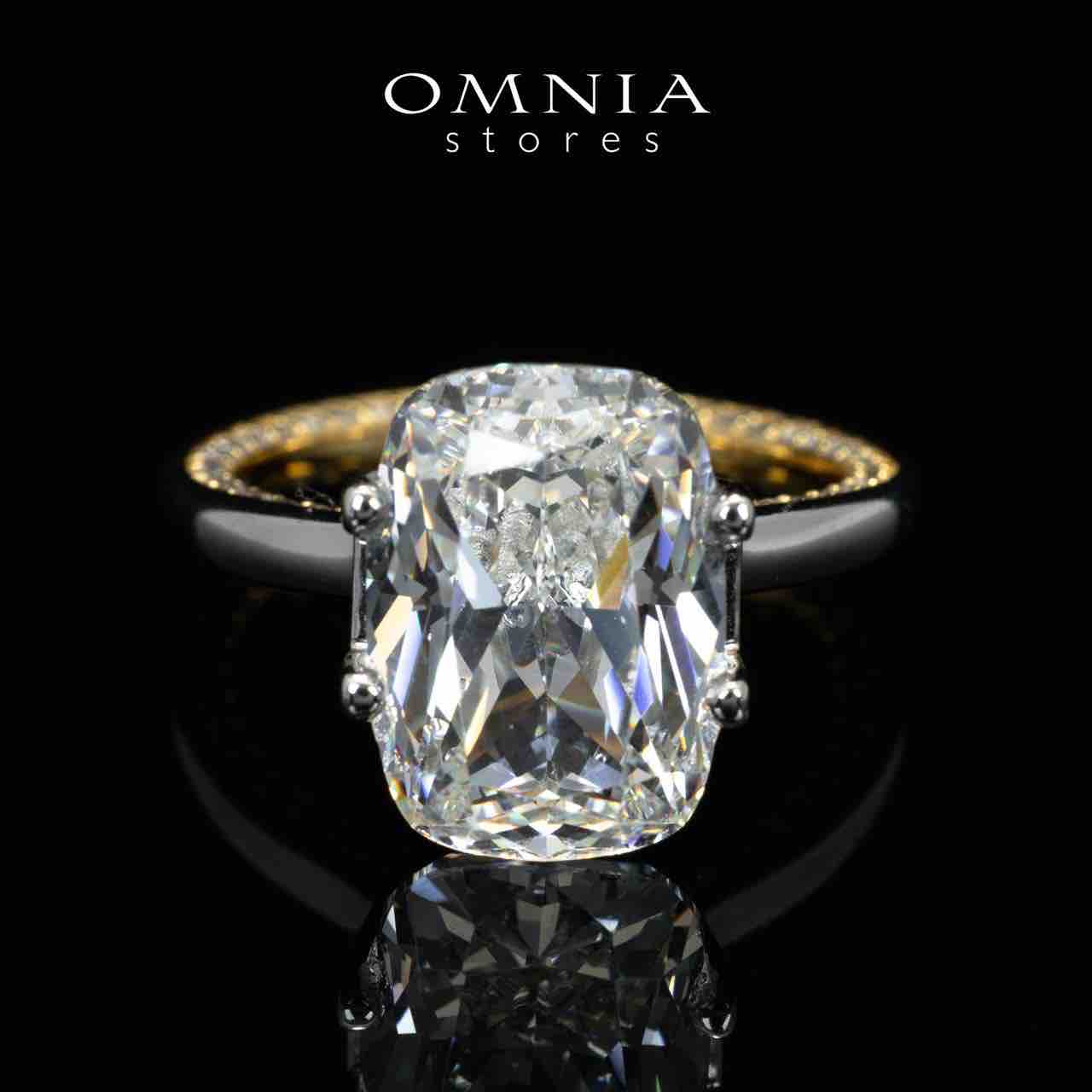Omnia Dalila White and Gold High Quality Certified Lab Crafted Stone Ring In 925 Silver 10ct