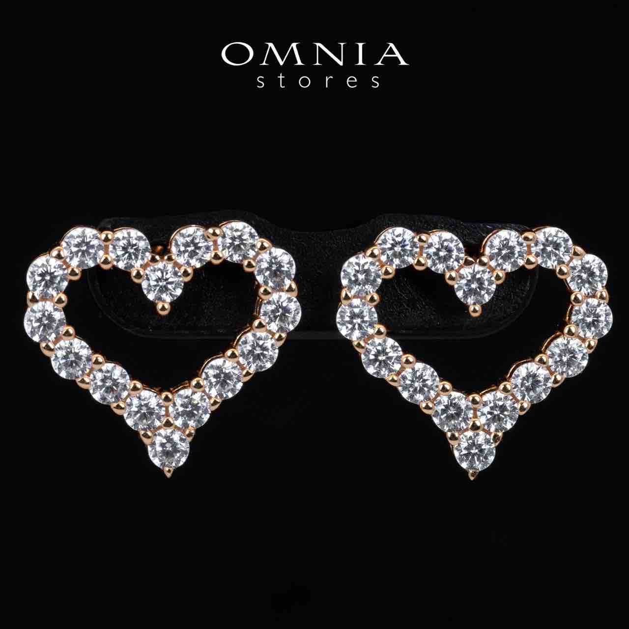 Omnia Afiya Rose Gold Heart Earrings With High Quality Certified Lab Crafted Stones In 925 Silver