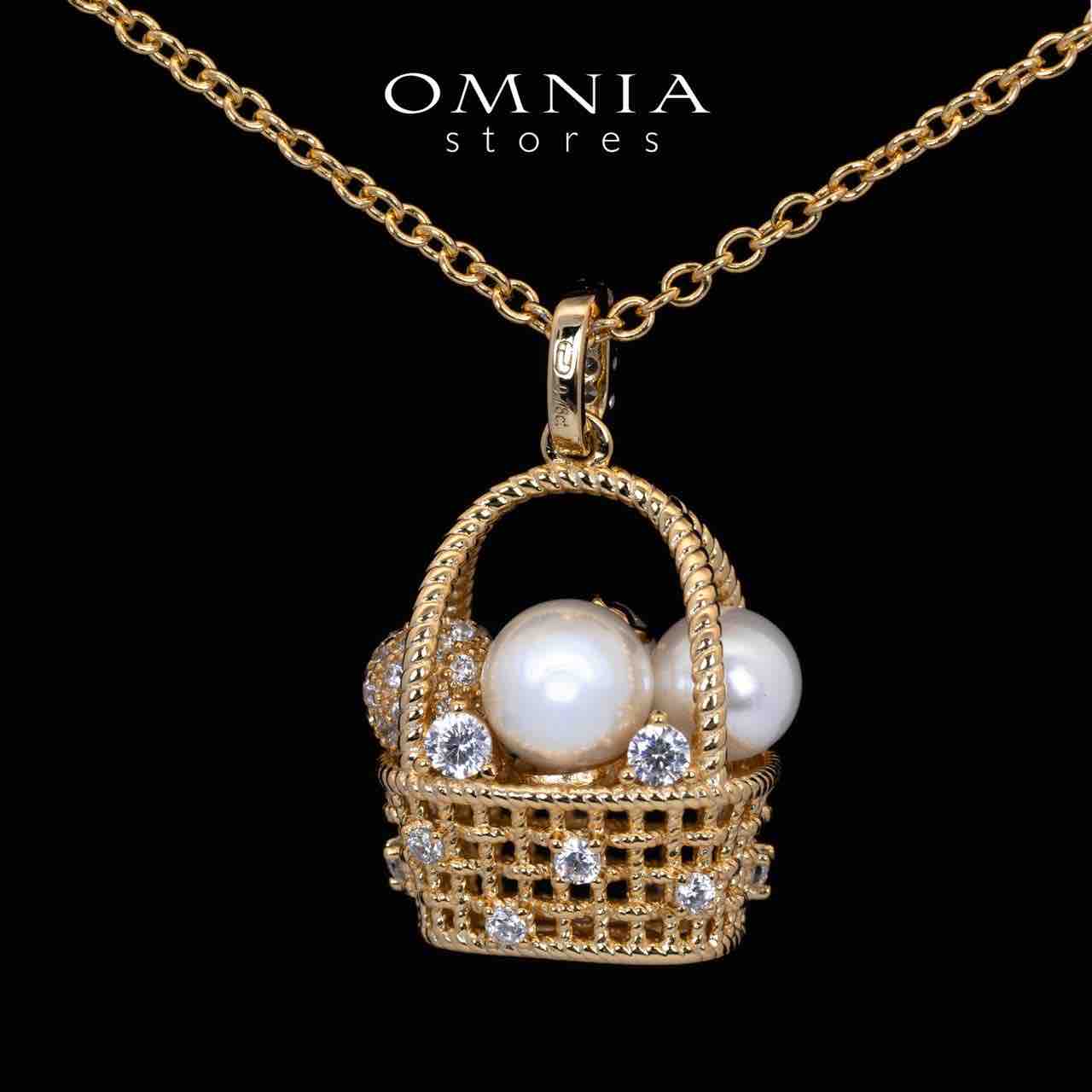 Omnia Edna Gold Pendan Necklace With High Quality Certified Lab Crafted Stones In 925 Silver - OMNIASTORES UAE