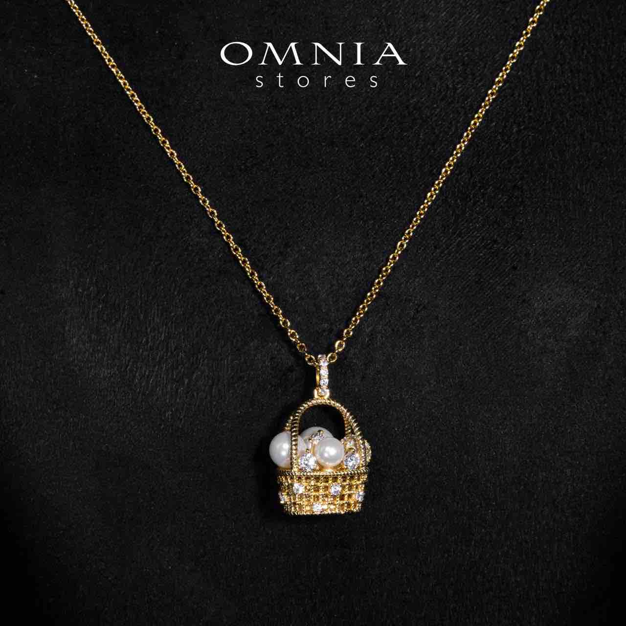 Omnia Edna Gold Pendan Necklace With High Quality Certified Lab Crafted Stones In 925 Silver - OMNIASTORES UAE