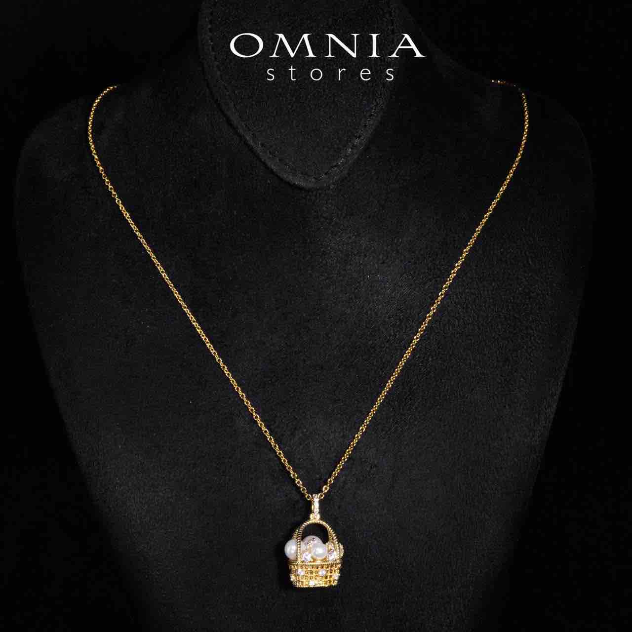 Omnia Edna Gold Pendan Necklace With High Quality Certified Lab Crafted Stones In 925 Silver - OMNIASTORES UAE