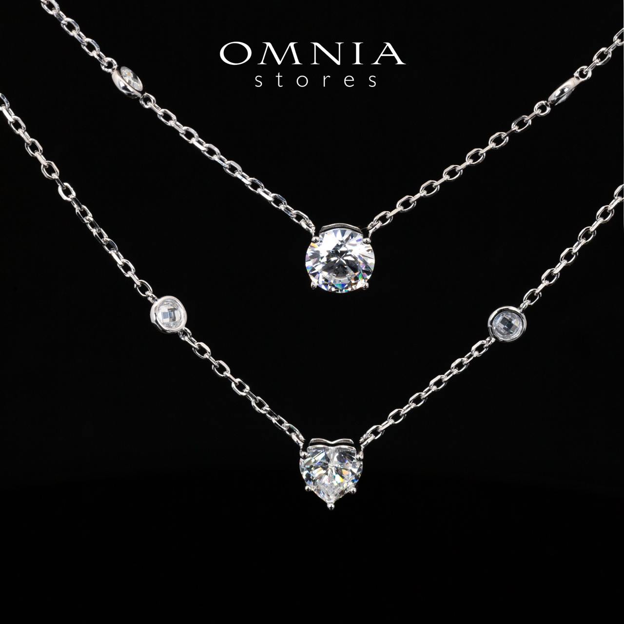 Omnia Maryn White Double Layerd Pendant Necklace With High Quality Certified Lab Crafted Stones In 925 Silver - OMNIASTORES UAE