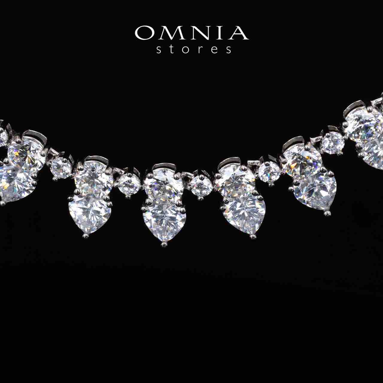 Omnia Jiya White Necklace With High Quality Certified Lab Crafted Stones In 925 Silver - OMNIASTORES UAE