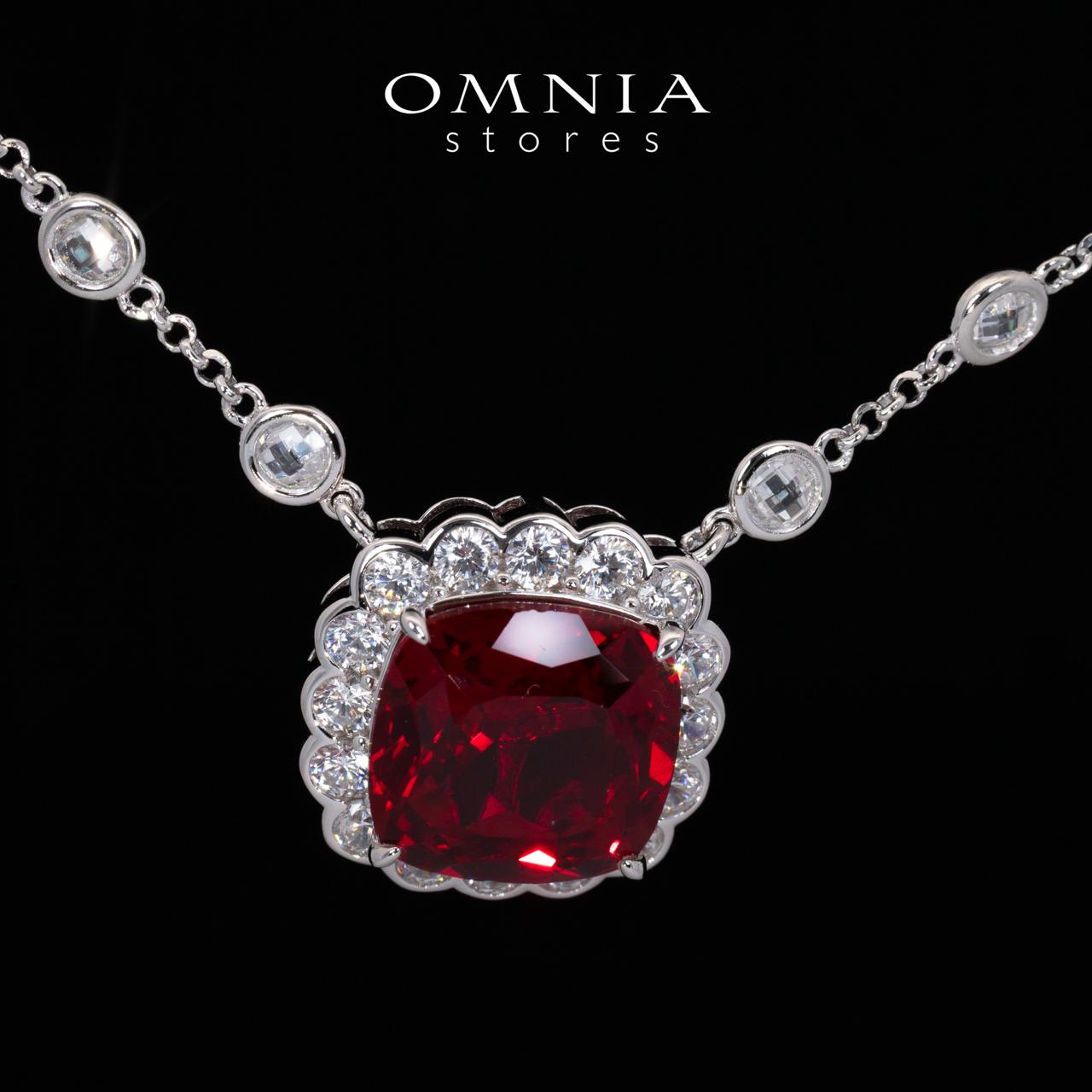 Omnia Rumi White and Red Pendant Necklace With High Quality Certified Lab Crafted Stones In 925 Silver - OMNIASTORES UAE