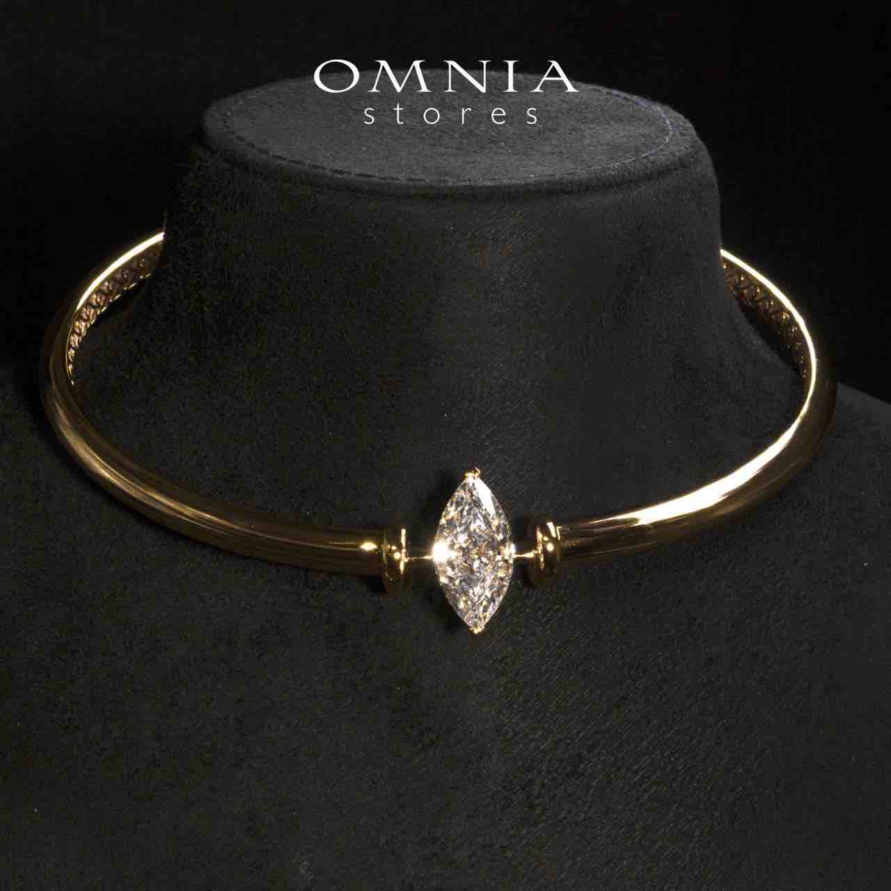 Omnia Amyah Gold Choker Necklace With High Quality Certified Lab Crafted Stones In 925 Silver