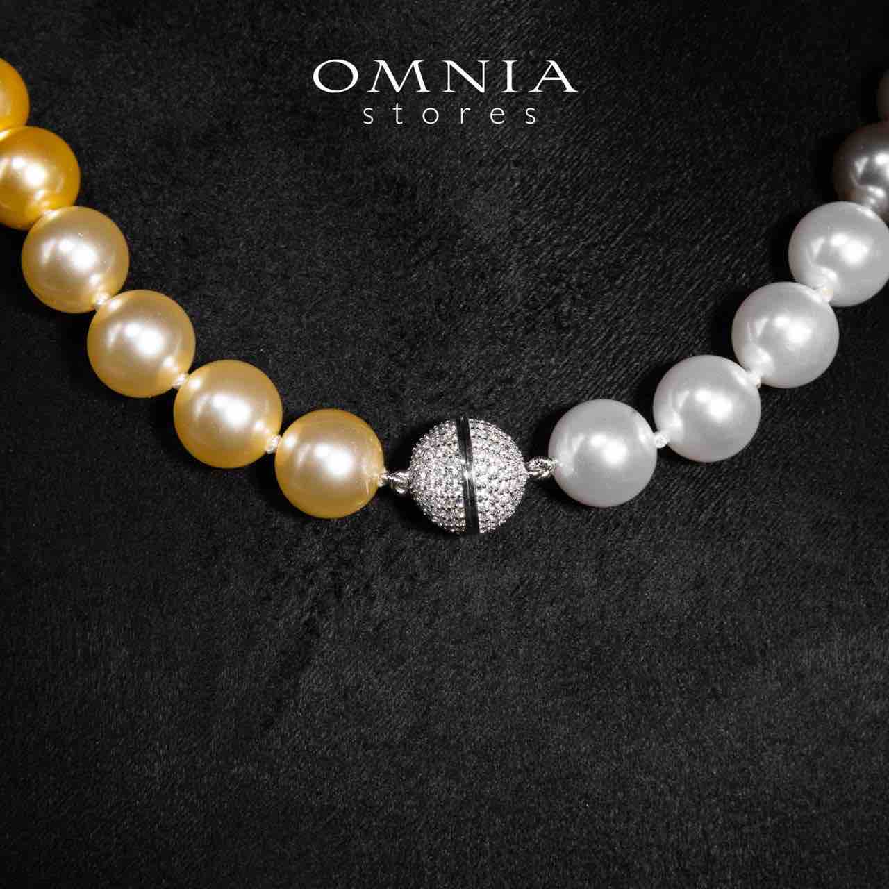Omnia Sahana Multi Color Pearl Necklace With High Quality Lab Crafted Stones In 925 Silver - OMNIASTORES UAE