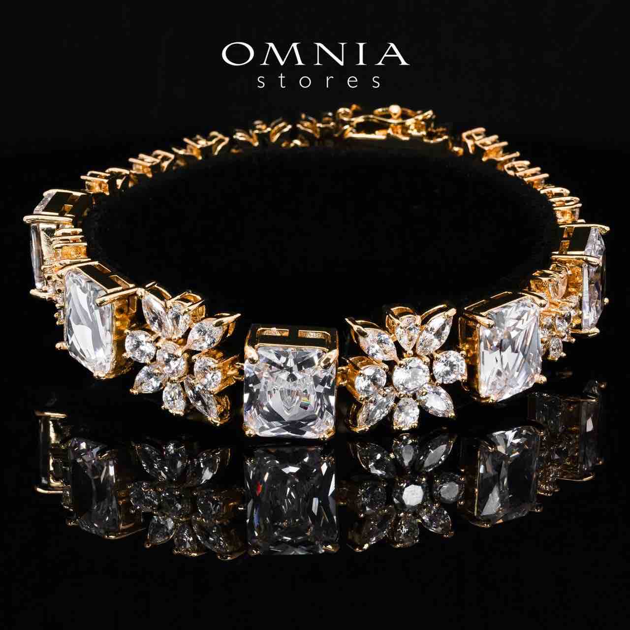 Omnia Charlotte Gold Luxry Bridal Full Set with Emerald and Pear-Cut High-Quality Simulated Diamonds Rhodium Plated - OMNIASTORES UAE