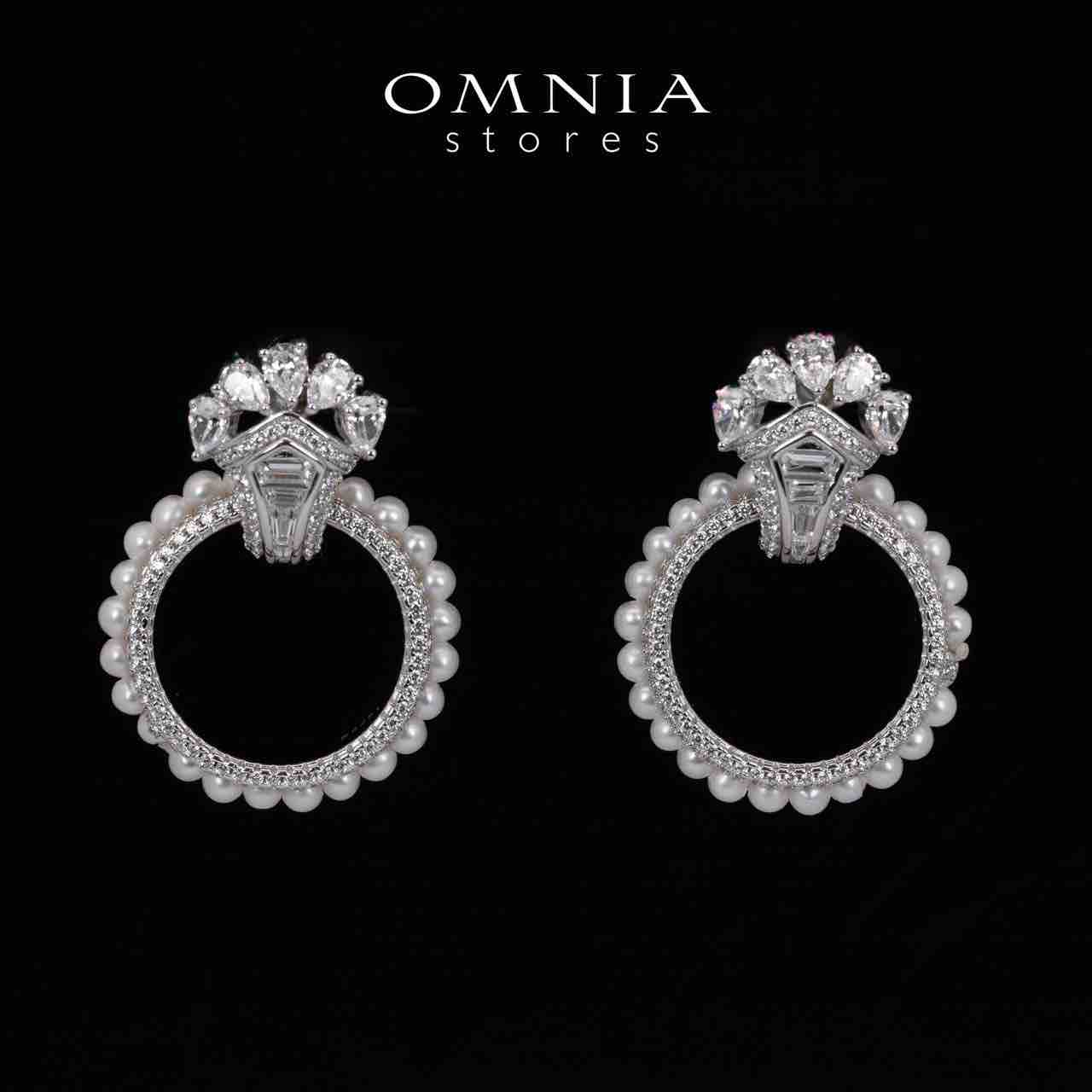 Omnia Yana Round Pearl Clip Earrings With High Quality Simulated Diamonds in 925 Silver - OMNIASTORES UAE