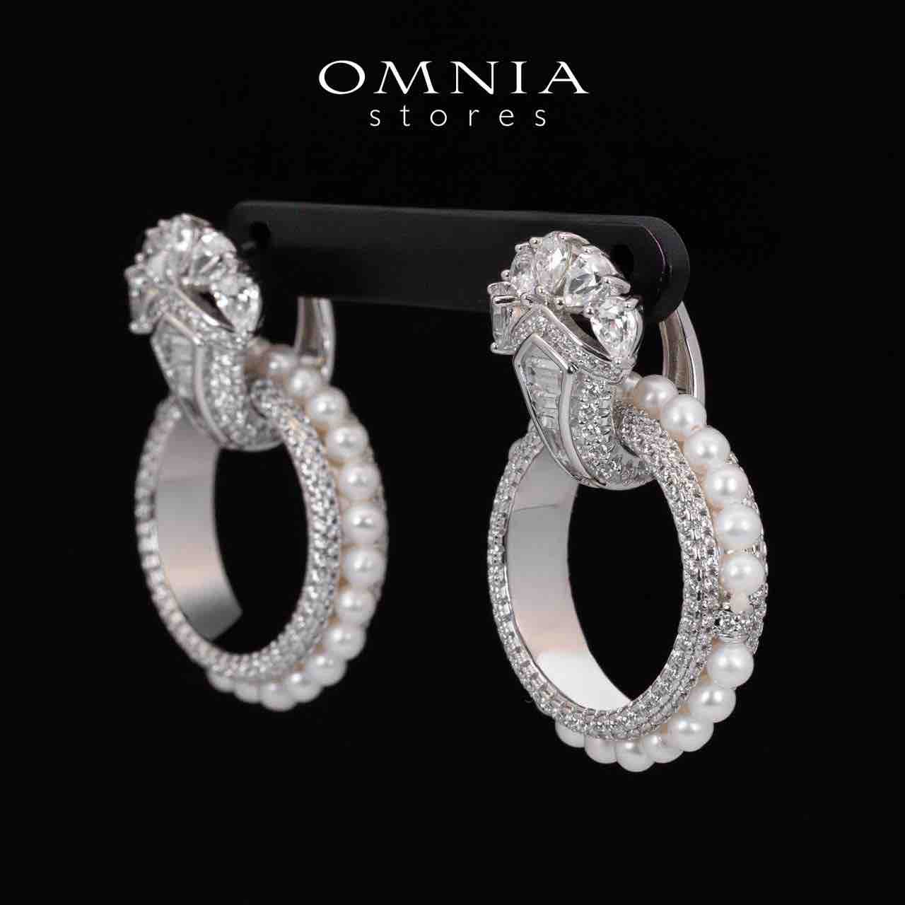 Omnia Yana Round Pearl Clip Earrings With High Quality Simulated Diamonds in 925 Silver - OMNIASTORES UAE