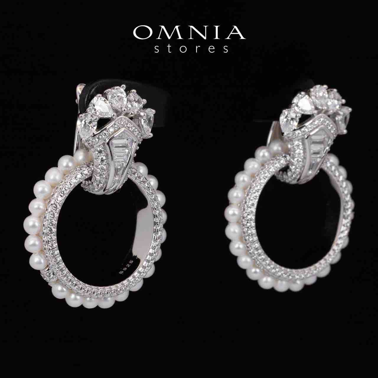 Omnia Yana Round Pearl Clip Earrings With High Quality Simulated Diamonds in 925 Silver - OMNIASTORES UAE