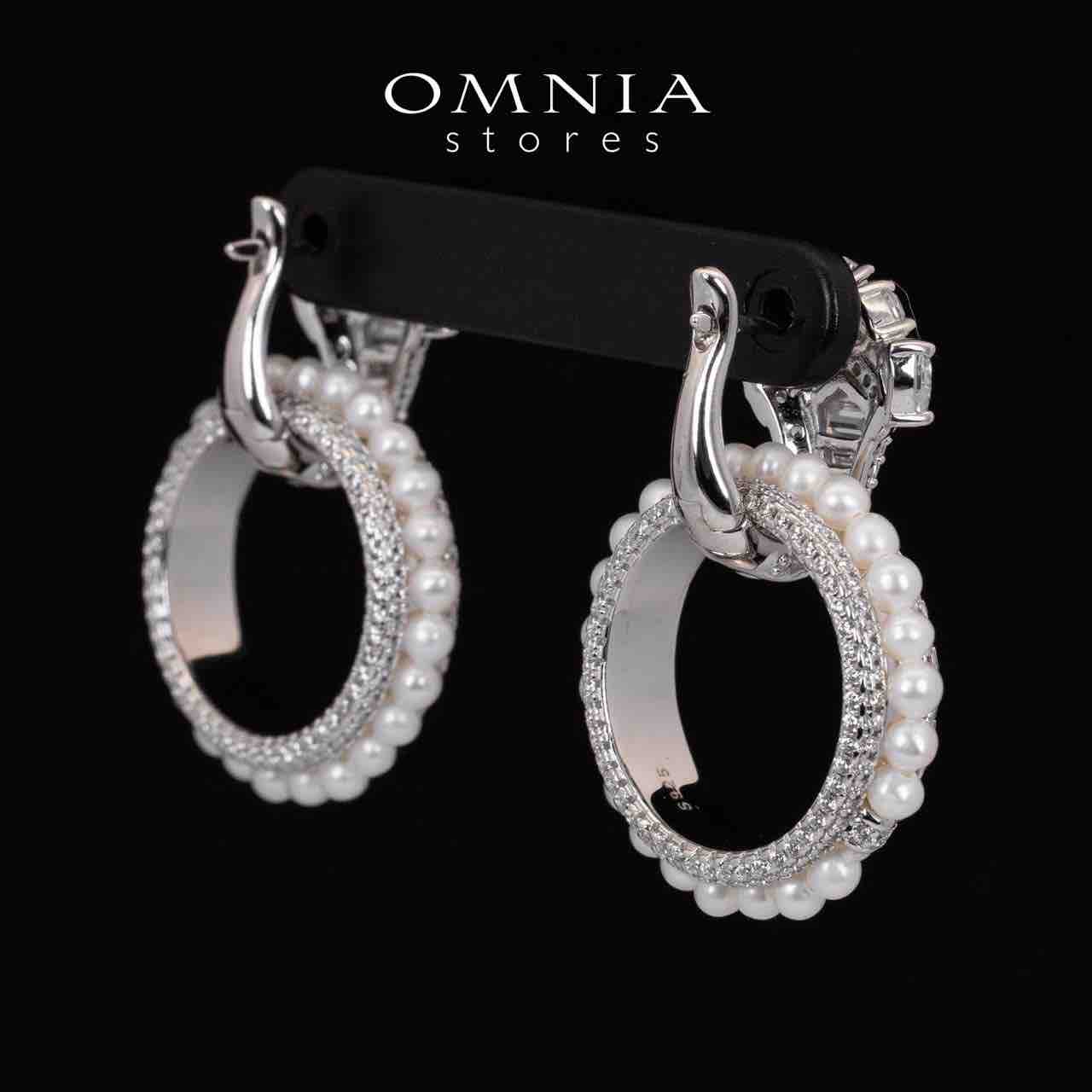 Omnia Yana Round Pearl Clip Earrings With High Quality Simulated Diamonds in 925 Silver - OMNIASTORES UAE