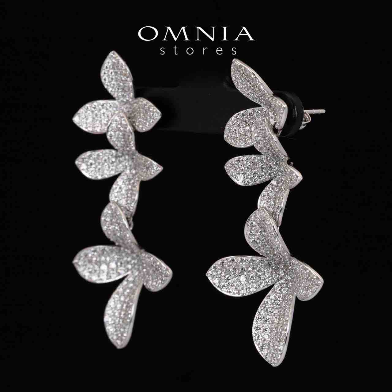 Omnia Dayana Leaf Drop Earrings With High Quality Simulated Diamonds in 925 Silver - OMNIASTORES UAE