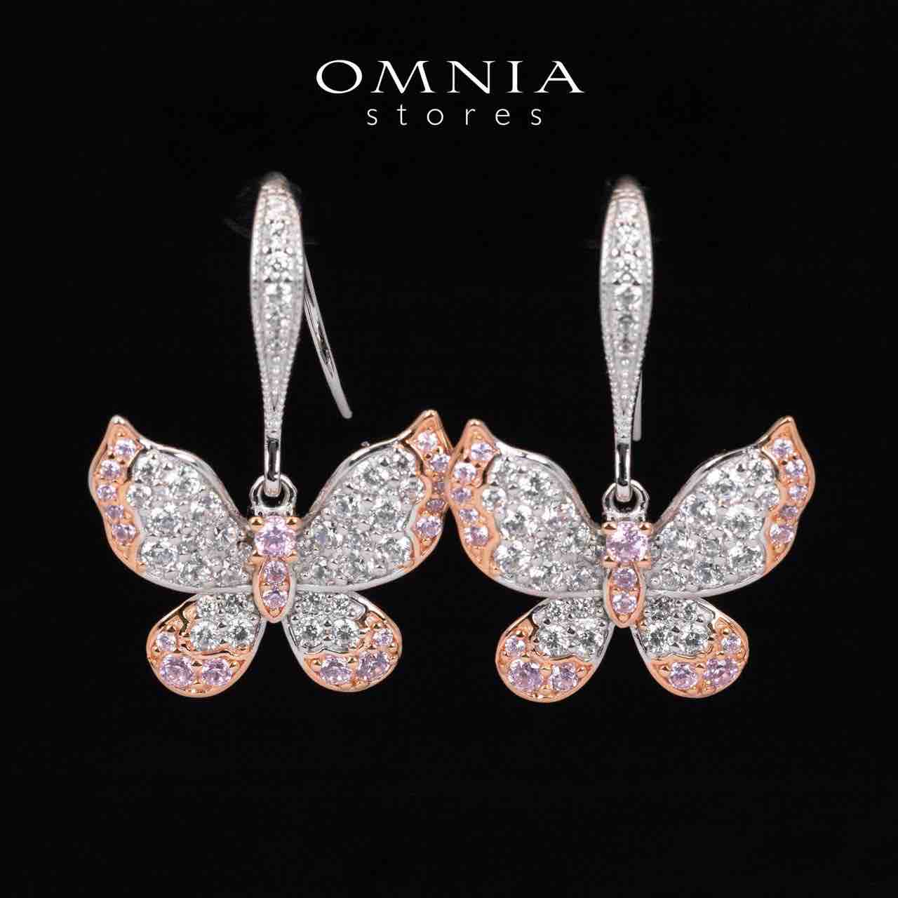 Omnia Brisa Butterfly Rose Gold Earrings With High Quality Simulated Diamonds in 925 Silver - OMNIASTORES UAE